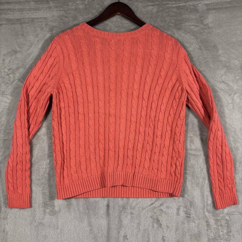 Lands' End Pullover Sweater Girls 14-16 Pink Cotton Knit  Classic Preppy‎